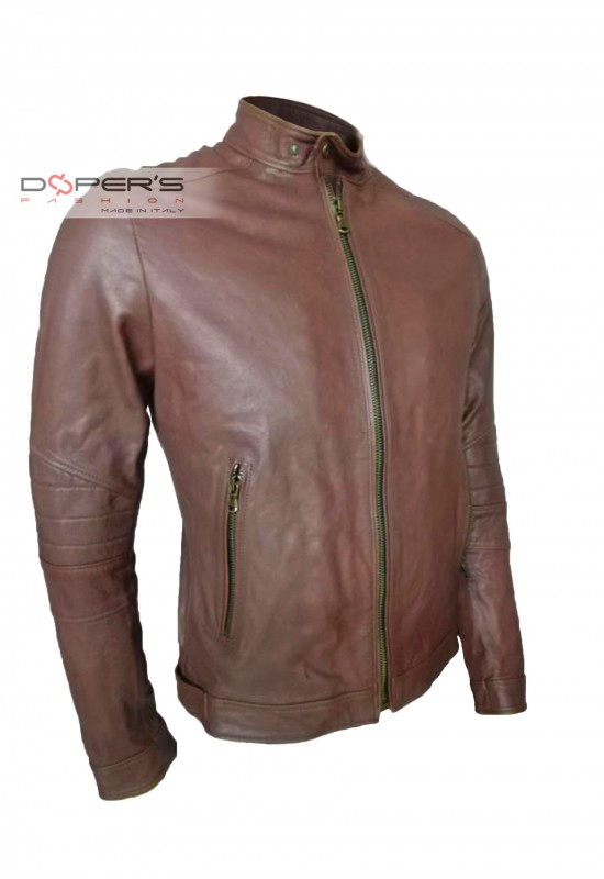 Side photo of the Erman Dopers genuine leather jacket